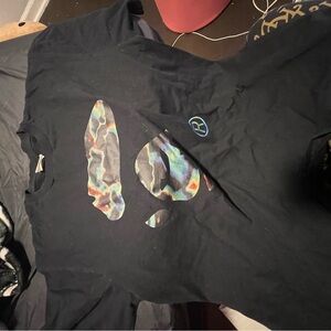 Bape Black Short Sleeve Tee with Multicolor Graphic